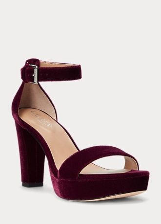 Fuchsia Ralph Lauren Sylvia Samtsandalen für Damen