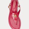Fuchsiafarbene Ralph Lauren Ellington Sandalen aus geprägtem Leder für Damen