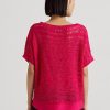 Fuchsiafarbene Ralph Lauren Kurzarmpullover aus Baumwollnetz für Damen