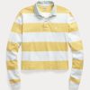 Gelb / Weiß Damen Ralph Lauren Gestreifte Cropped Jersey Rugby Poloshirts