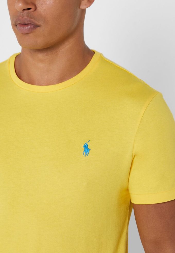 Gelbe Herren Ralph Lauren Brust-Logo Rundhals T-Shirts