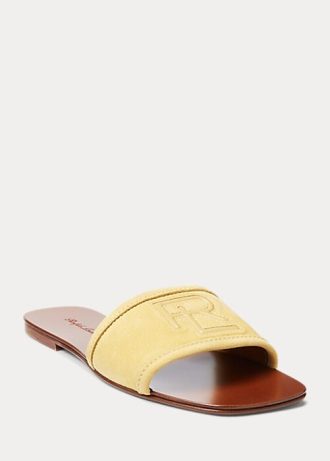 Gelbe Ralph Lauren Andela Sandalen aus Kalbswildleder für Damen