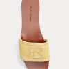 Gelbe Ralph Lauren Andela Sandalen aus Kalbswildleder für Damen