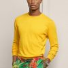 Gelbe Ralph Lauren Baumwollpullover mit Rundhalsausschnitt für Herren
