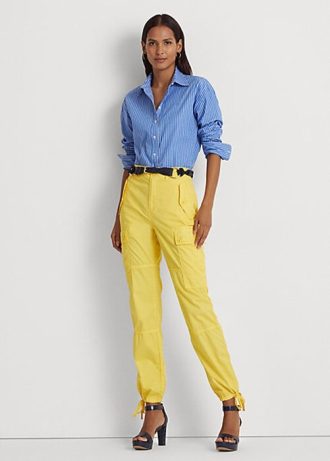 Gelbe Ralph Lauren Cargo-Knöchelhose aus federleichtem Twill für Damen
