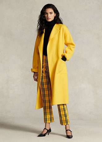 Gelbe Ralph Lauren Doubleface-Wickelmäntel aus Wollmischung für Damen