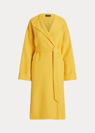Gelbe Ralph Lauren Doubleface-Wickelmäntel aus Wollmischung für Damen