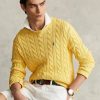 Gelbe Ralph Lauren Pullover aus Baumwolle mit Zopfmuster für Herren
