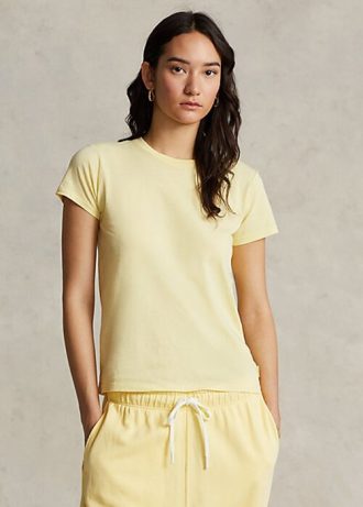 Gelbe Ralph Lauren T-Shirts aus Bio-Baumwolle mit Rundhalsausschnitt für Damen