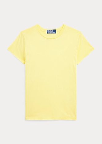 Gelbe Ralph Lauren T-Shirts aus Bio-Baumwolle mit Rundhalsausschnitt für Damen
