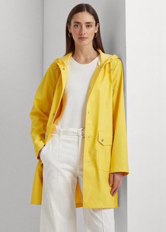 Gelbe wasserdichte Regenjacken mit Kapuze von Ralph Lauren für Damen