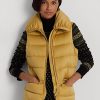 Goldfarbene gesteppte Daunenweste aus Satin von Ralph Lauren für Damen
