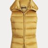 Goldfarbene gesteppte Daunenweste aus Satin von Ralph Lauren für Damen