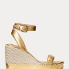 Goldfarbene Ralph Lauren Hilarie Espadrilles aus Metallic-Leder für Damen