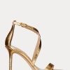 Goldfarbene Sandalen aus Metallic-Leder für Damen von Ralph Lauren Gabriele
