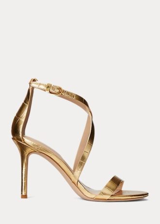 Goldfarbene Sandalen aus Metallic-Leder für Damen von Ralph Lauren Gabriele