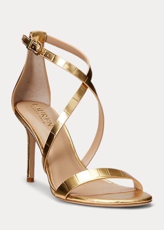 Goldfarbene Sandalen aus Metallic-Leder für Damen von Ralph Lauren Gabriele
