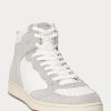 Grau / Weiß Herren Ralph Lauren Court High-Top Sneakers aus Leder und Wildleder Grau / Weiß Herren Ralph Lauren Court High-Top Sneakers aus Leder und Wildleder