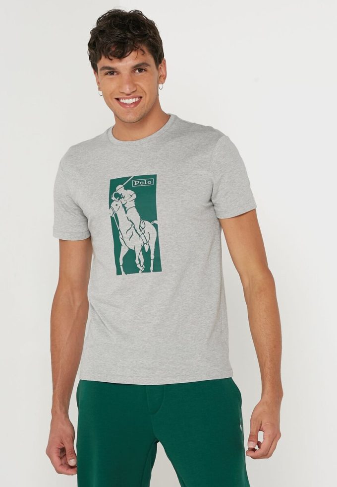 Graue bedruckte T-Shirts mit Rundhalsausschnitt von Ralph Lauren für Herren