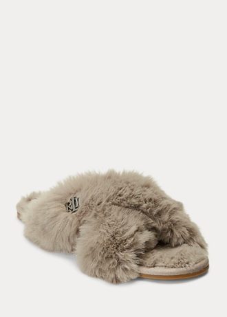 Graue Damenschuhe von Ralph Lauren Sydni aus Kunstpelz