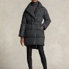 Graue gesteppte zweireihige Daunenmäntel von Ralph Lauren für Damen