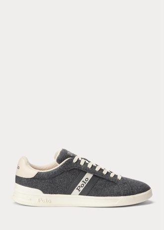 Graue Herren-Sneakers aus Flanell von Ralph Lauren Heritage Court II
