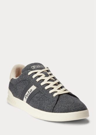 Graue Herren-Sneakers aus Flanell von Ralph Lauren Heritage Court II