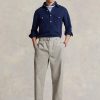 Graue, plissierte Baggy-Fit-Canvas-Hose für Herren von Ralph Lauren