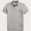 Graue Poloshirts aus Mesh im Slim Fit von Ralph Lauren für Herren