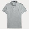 Graue Poloshirts aus Stretch-Mesh im Custom-Slim-Fit von Ralph Lauren für Herren