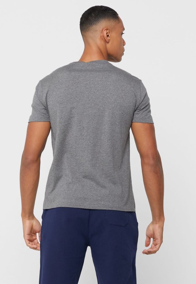 Graue Poloshirts mit Rundhalsausschnitt und Logo für Herren von Ralph Lauren