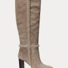 Graue Ralph Lauren Aubri Wildlederstiefel für Damen