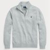 Graue Ralph Lauren Baumwollpullover mit Viertelreißverschluss für Herren