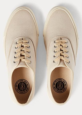 Graue Ralph Lauren Canvas-Sneakers für Damen