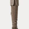 Graue Ralph Lauren Cristine Wildlederstiefel für Damen