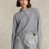 Graue Ralph Lauren Cropped-Sweatshirts aus Baumwolljersey für Damen