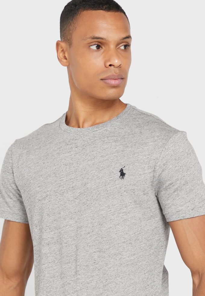 Graue Ralph Lauren Essential T-Shirts mit Rundhalsausschnitt für Herren