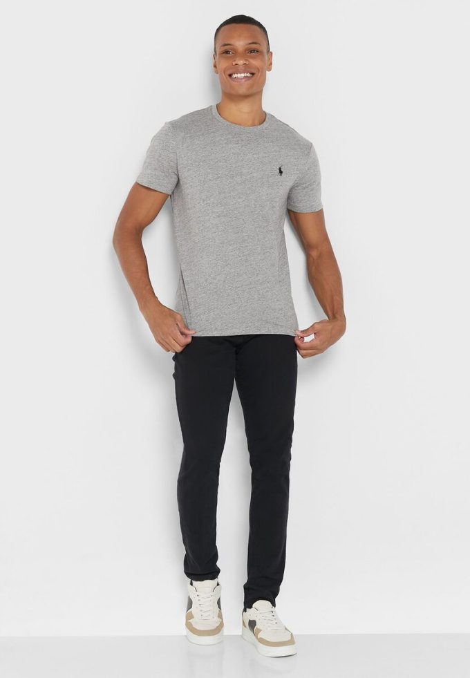 Graue Ralph Lauren Essential T-Shirts mit Rundhalsausschnitt für Herren