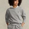 Graue Ralph Lauren Fleece-Pullover-Sweatshirts für Damen