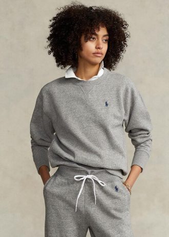 Graue Ralph Lauren Fleece-Pullover-Sweatshirts für Damen