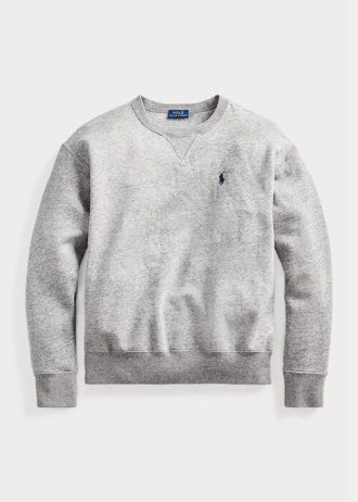Graue Ralph Lauren Fleece-Pullover-Sweatshirts für Damen