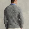 Graue Ralph Lauren Herrenpullover aus Baumwolle mit Zopfmuster