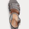 Graue Ralph Lauren Soffia Sandalen aus Nappaleder für Damen