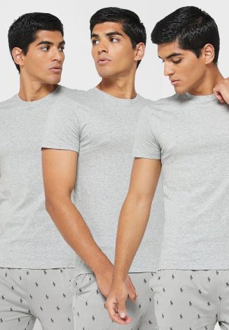 Graue Ralph Lauren T-Shirts mit Rundhalsausschnitt im 3er-Pack für Herren