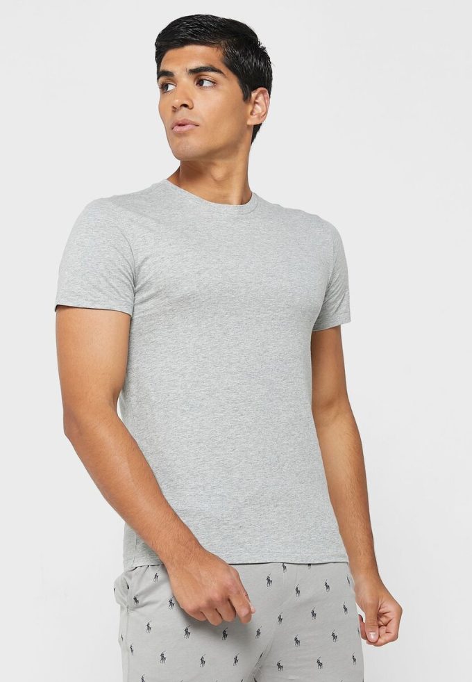 Graue Ralph Lauren T-Shirts mit Rundhalsausschnitt im 3er-Pack für Herren