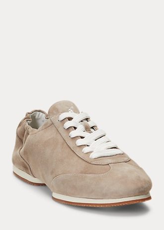 Graue Ralph Lauren The Suede Pony Ballerina-Sneakers für Damen