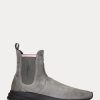 Graue Slip-On-Sneakers aus Wildleder von Ralph Lauren für Damen