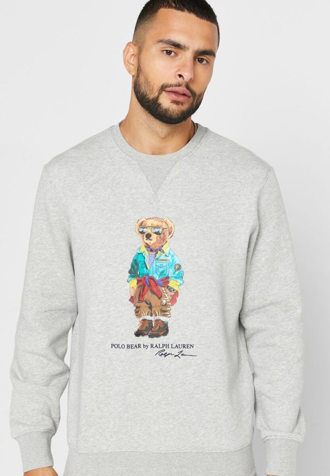 Graues Polo Bear-Sweatshirt mit Ralph Lauren-Print für Herren