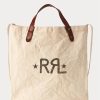 Greige Damen Ralph Lauren Logo Canvas Market Tote Bags