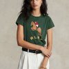 Grüne Damen Ralph Lauren Equestrian Appliqué Logo Jersey T-Shirts